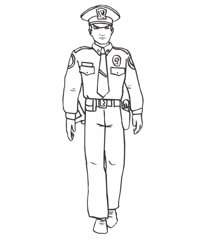 Desenhos de Policial Andando para colorir