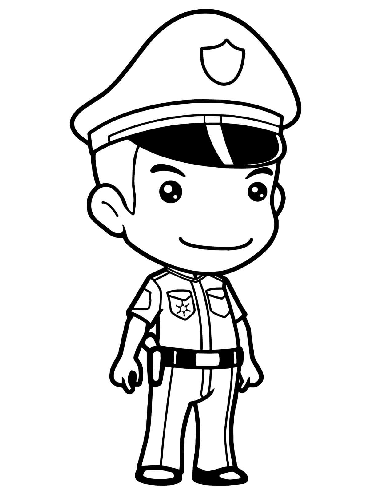 Policial Bonito para colorir