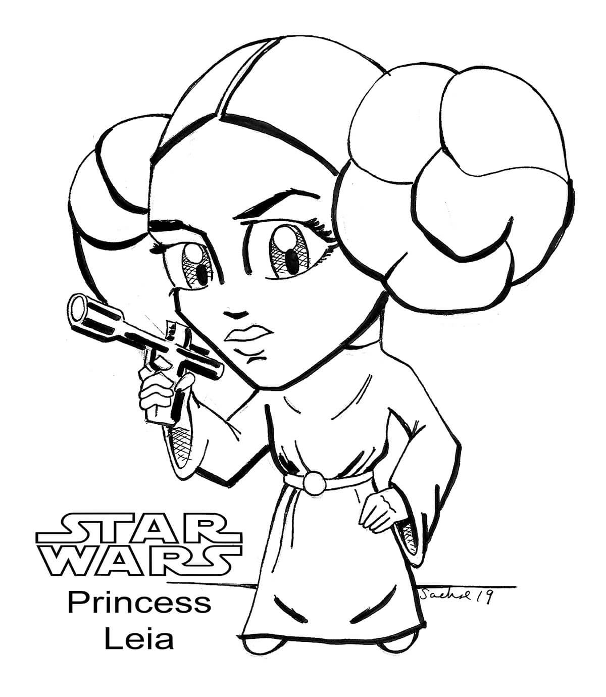 Princesa Leia de Star Wars para colorir