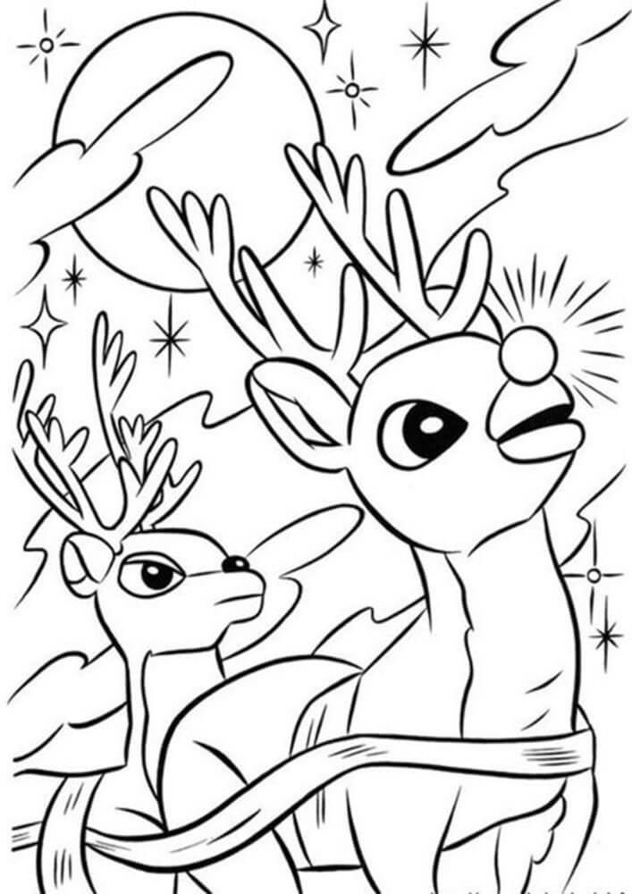Desenhos de Rudolph, a Rena do Nariz Vermelho para colorir