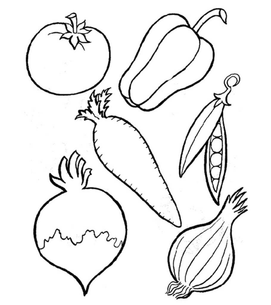 Desenhos de Seis Legumes para colorir