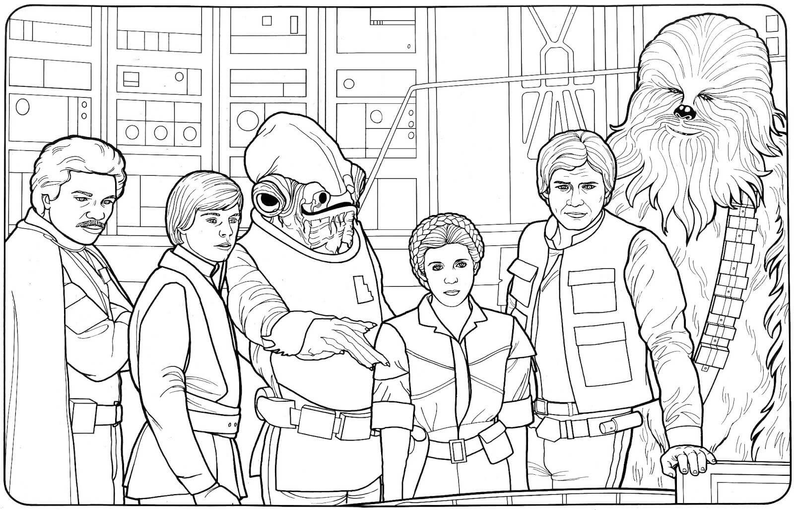Desenhos de Seis personagens de Star Wars para colorir