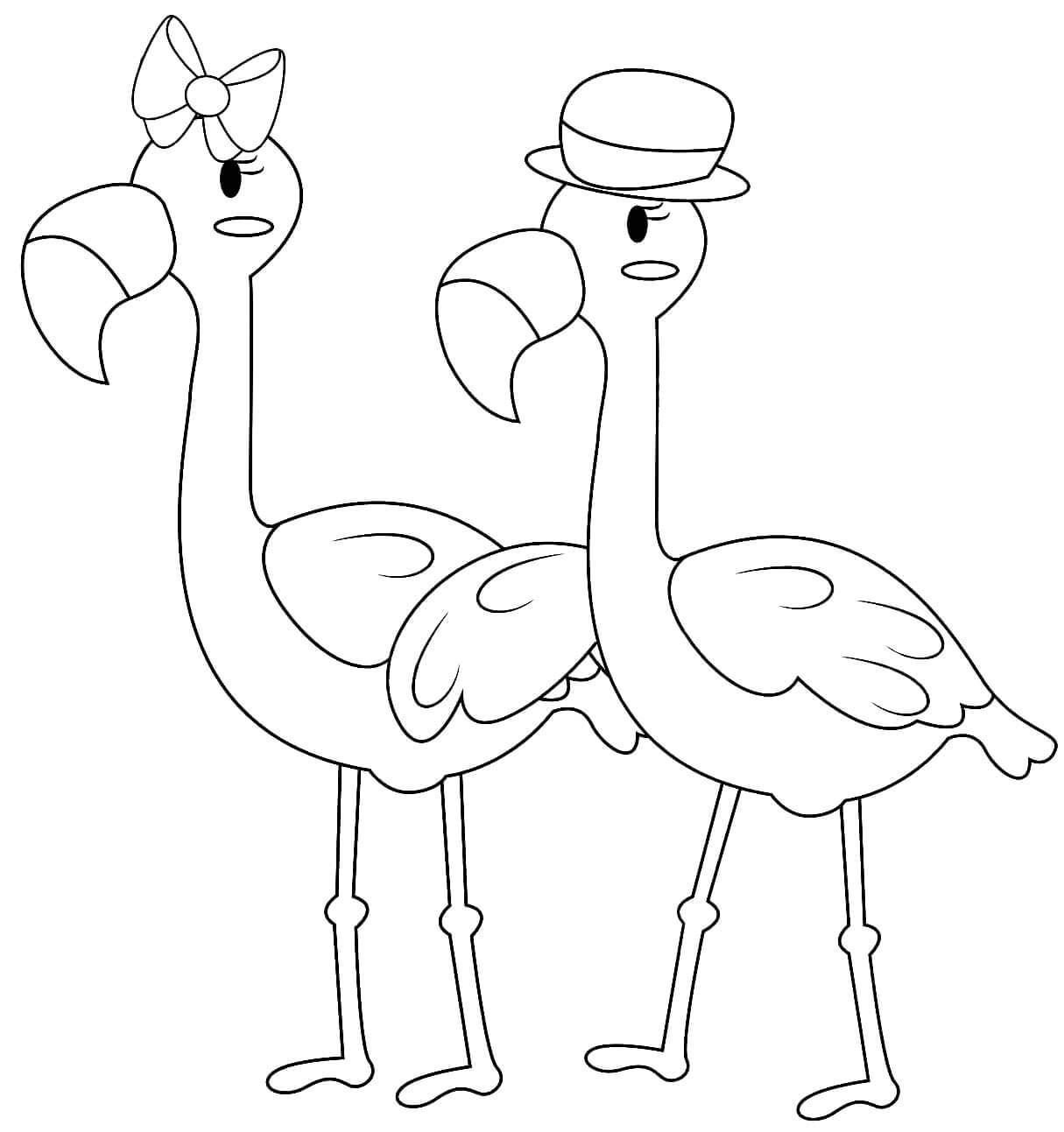 Sr. Flamingo e Sra. Flamingo para colorir