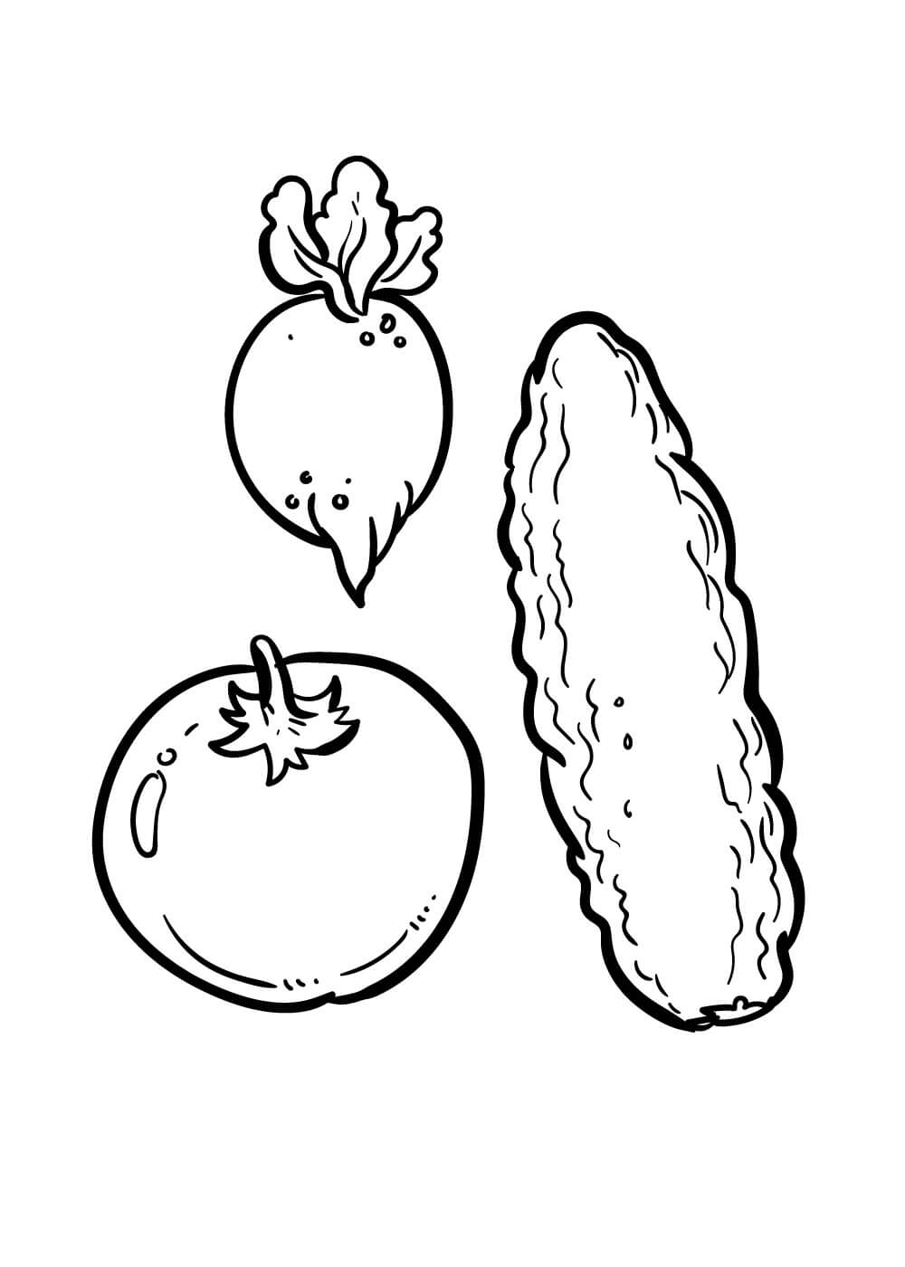 Desenhos de Três Legumes Básicos para colorir