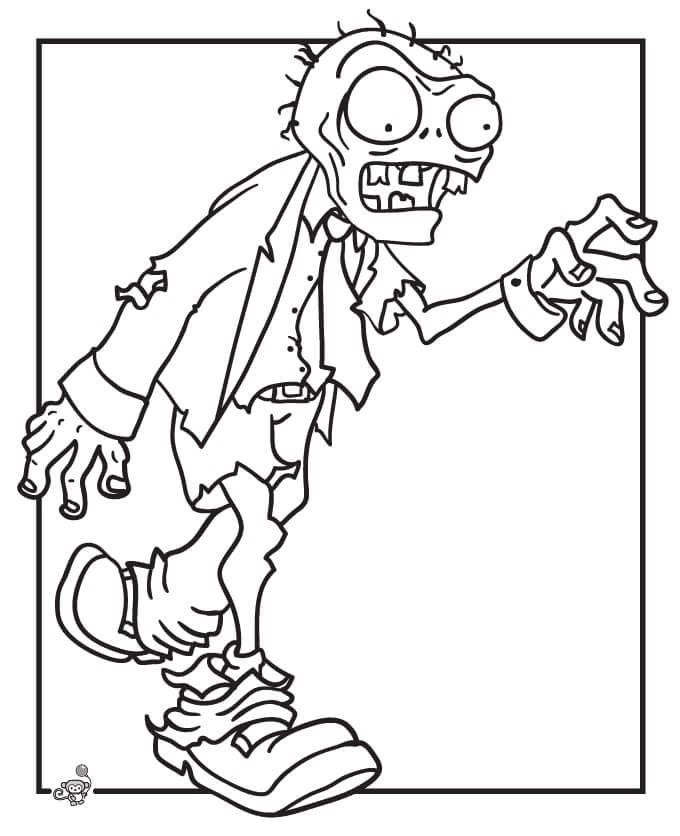 Desenhos de Zumbi Andando em Plants vs. Zombies para colorir