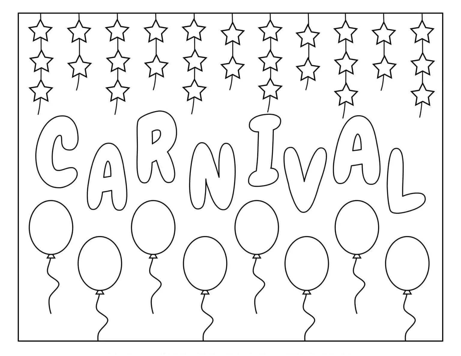 Balões com Estrelas no Carnaval para colorir