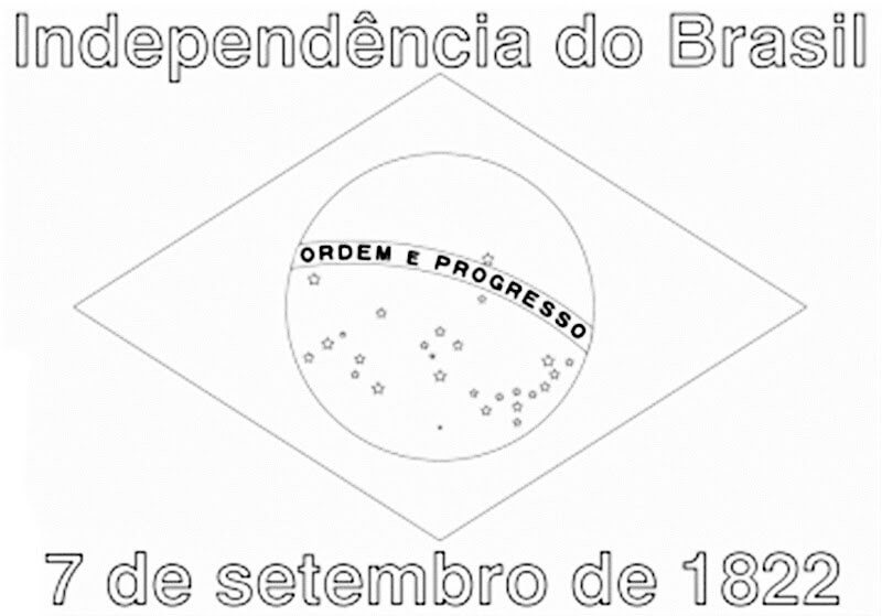 Bandeira Brasil Dia da Independência do Brasil para colorir