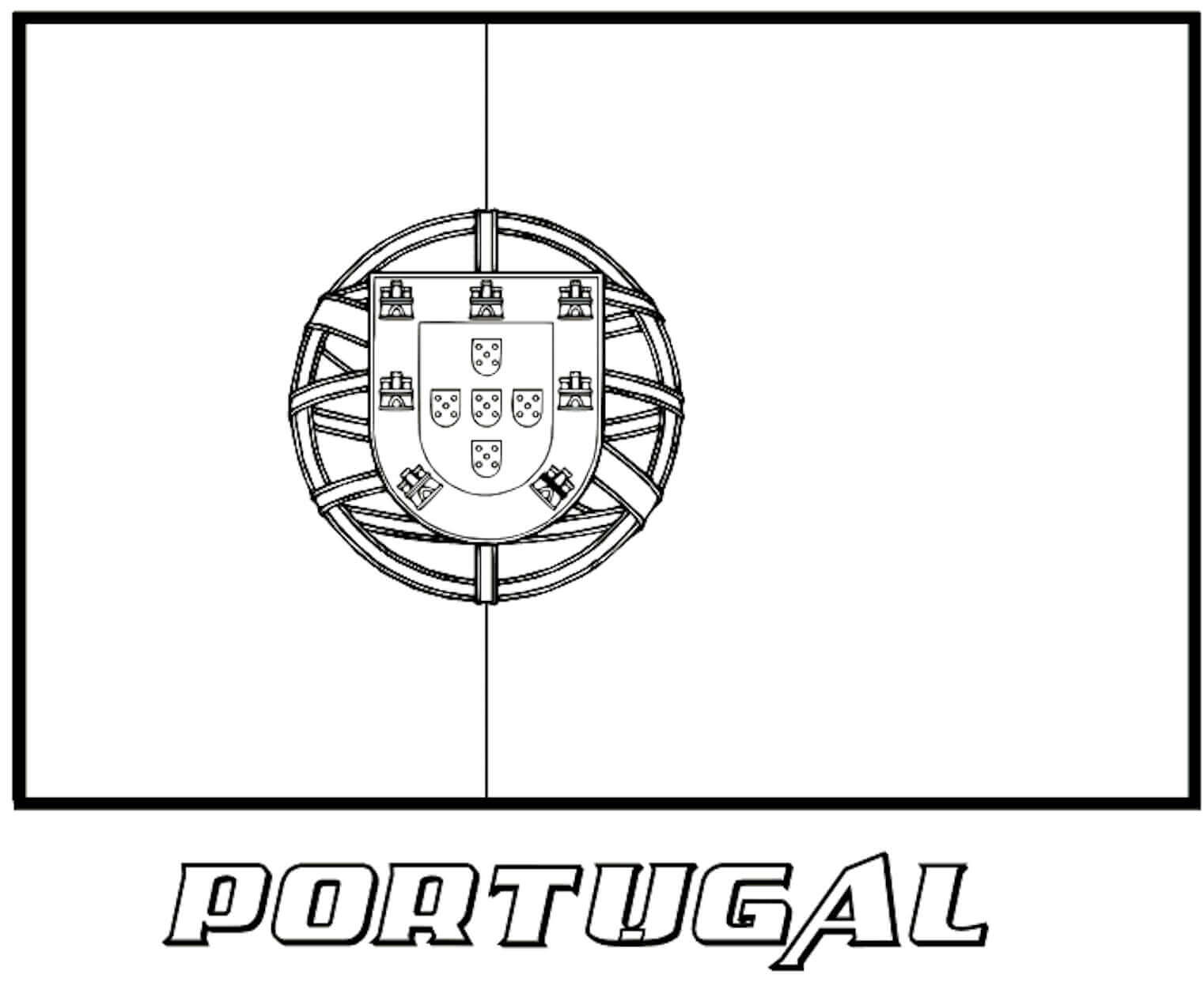 Bandeira simples de Portugal para colorir