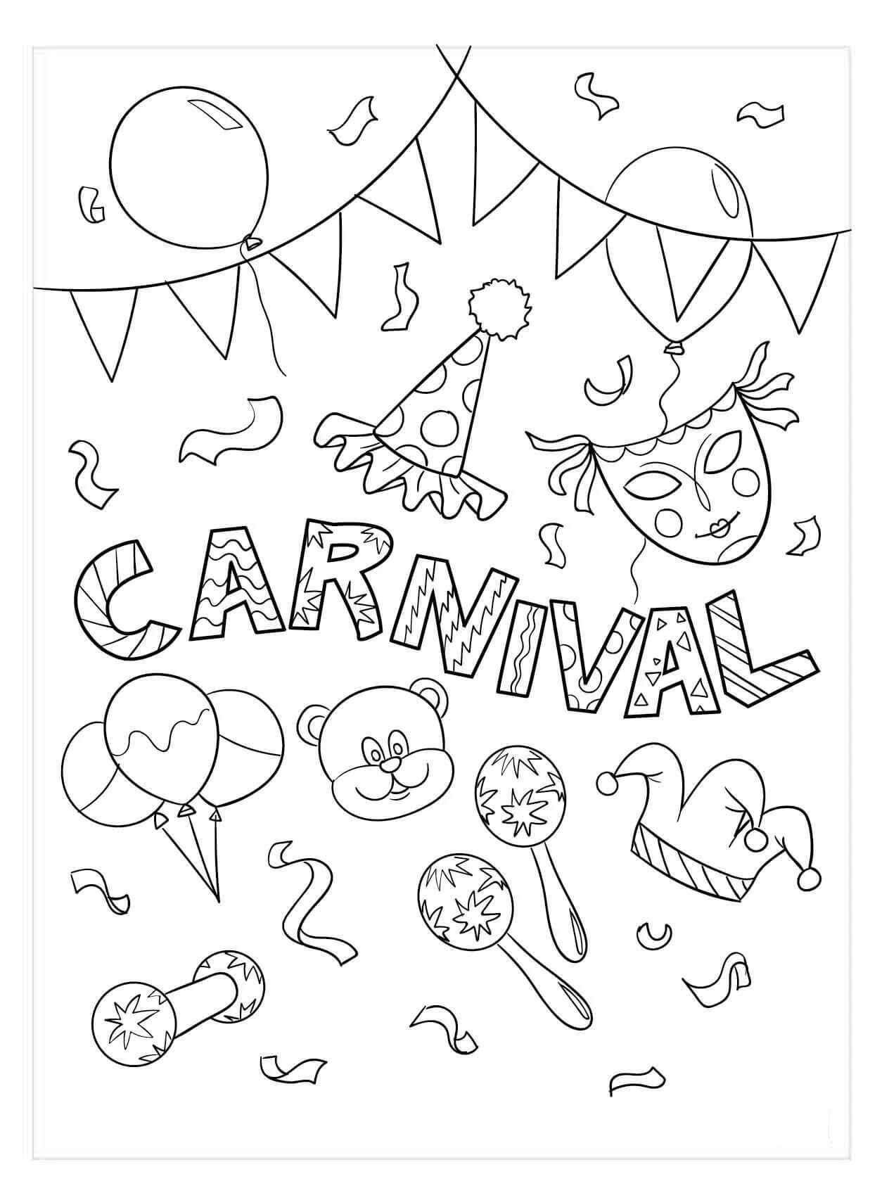 Desenhos de Carnaval Básico para colorir