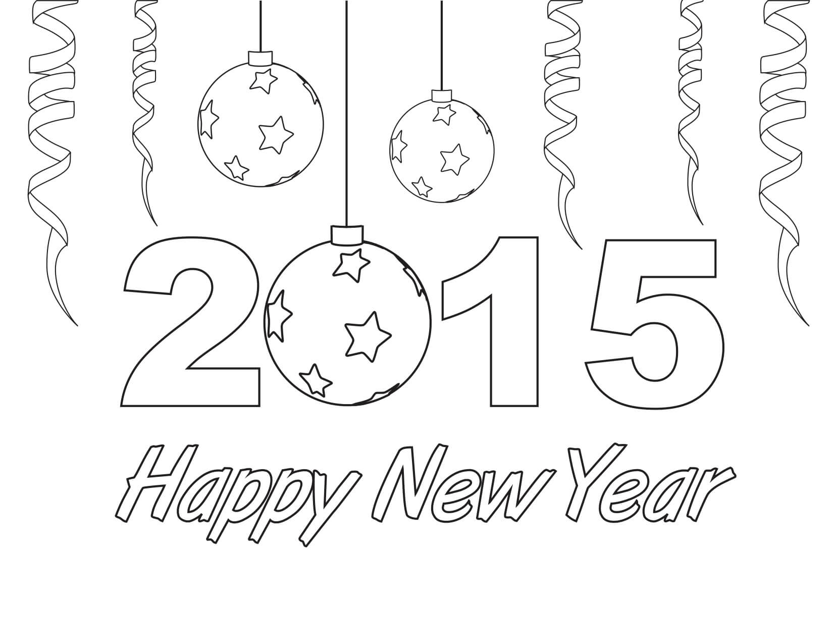 Desenhos de Feliz Ano Novo 2015 para colorir