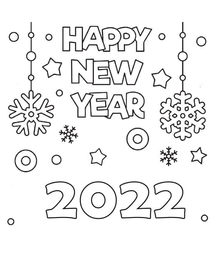 Feliz ano Novo 2022 para colorir