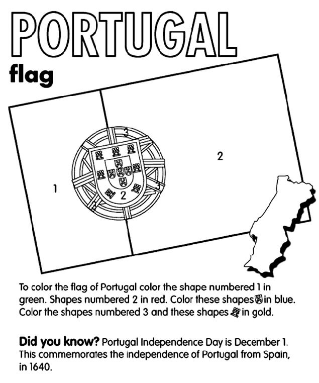 Grande bandeira de Portugal para colorir