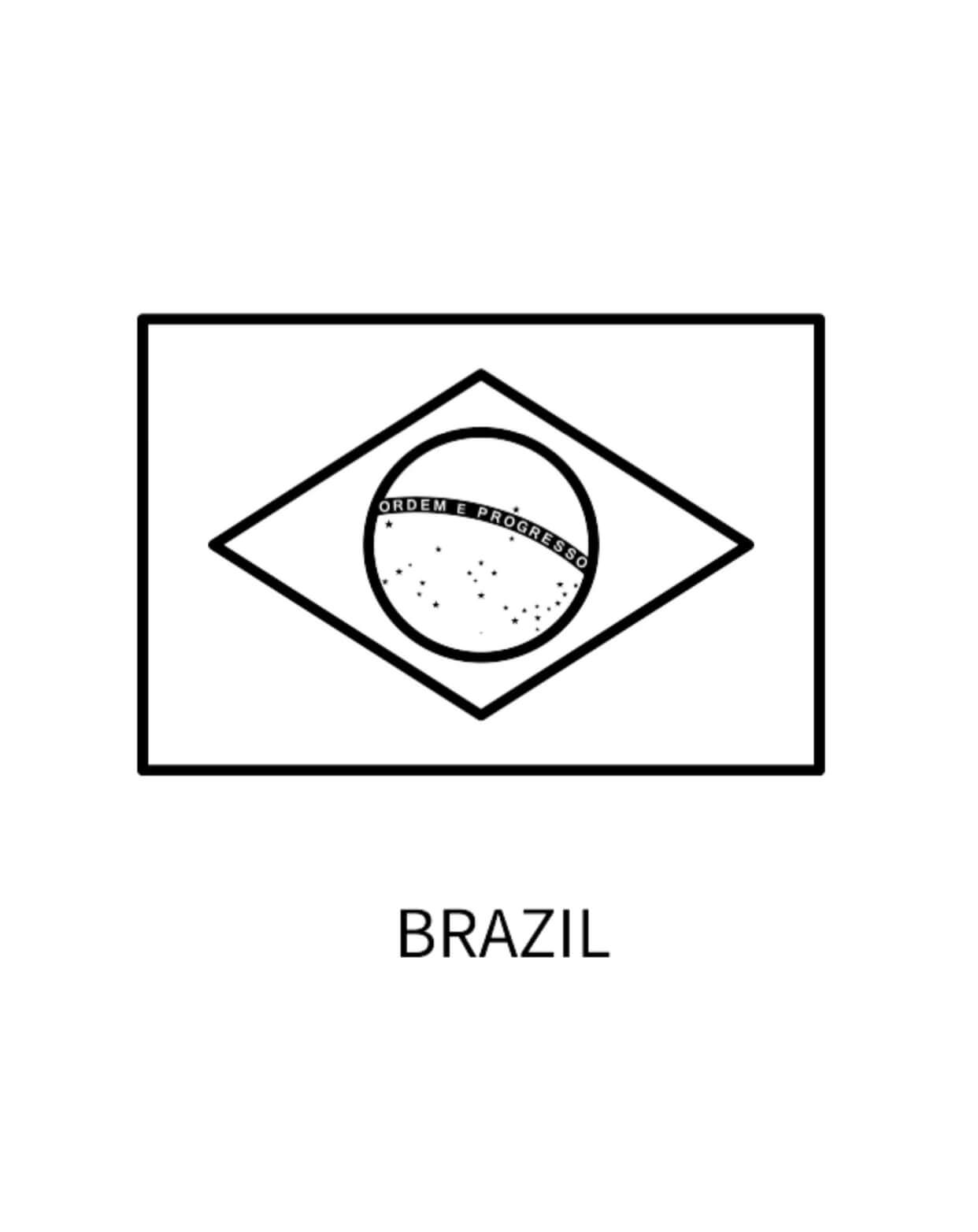Desenhos de Imagens Grátis da Bandeira do Brasil para colorir