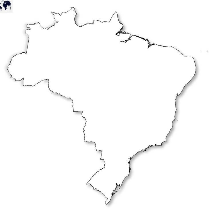 Mapa do Brasil em Branco com Contorno para colorir