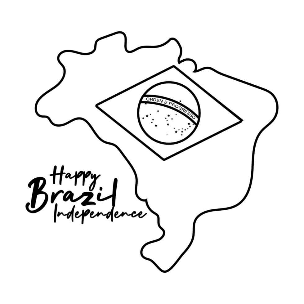 Mapa normal do Brasil com Bandeira para colorir