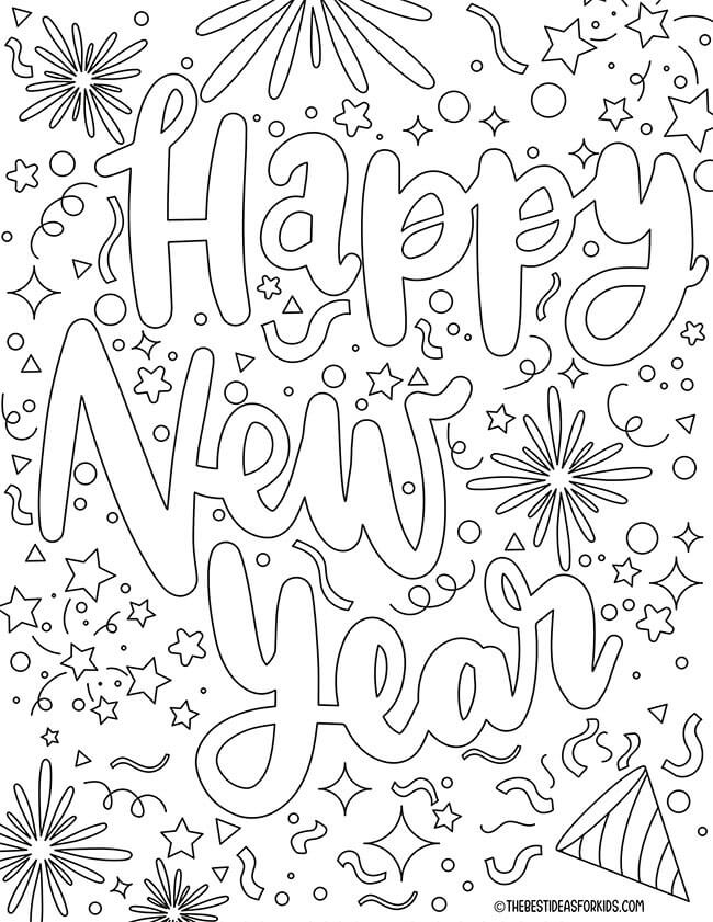 Desenhos de Normal Feliz Ano Novo 2022 para colorir
