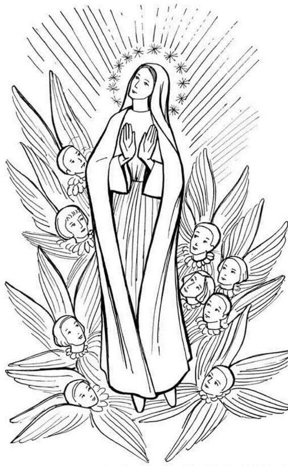 Desenhos de Simples Nossa Senhora da Conceição Aparecida para colorir