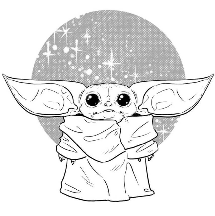 Adorável bebê Yoda para colorir