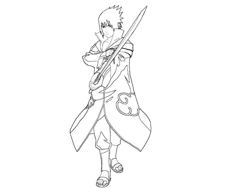 Desenhos de Akatsuki Sasuke Segurando a Espada para colorir