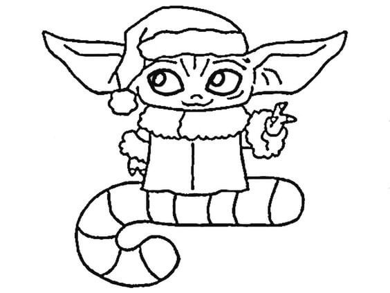 Desenhando Baby Yoda no Natal para colorir