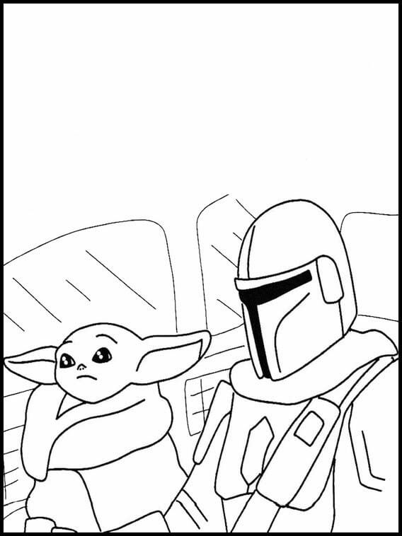 Desenhos de Desenhando o bebê Yoda e o Soldado para colorir