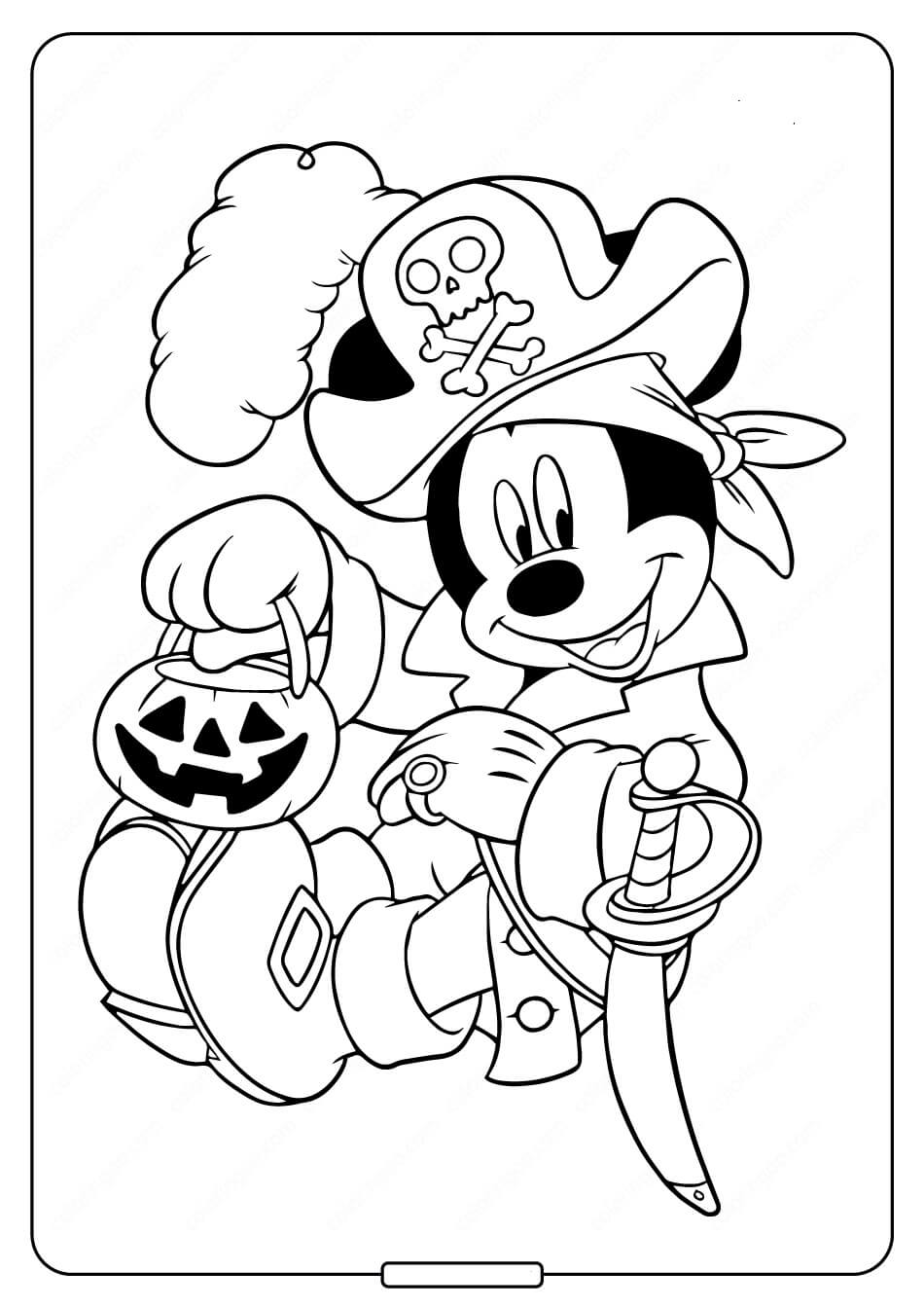 Desenhos de Dia das Bruxas Mickey Mouse para colorir