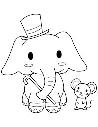 Elefante e Rato para colorir