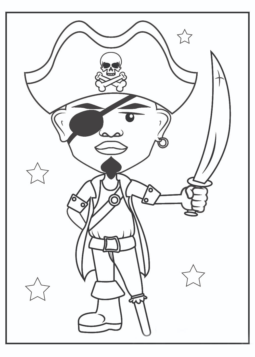 Espada de Pirata Segurando para colorir