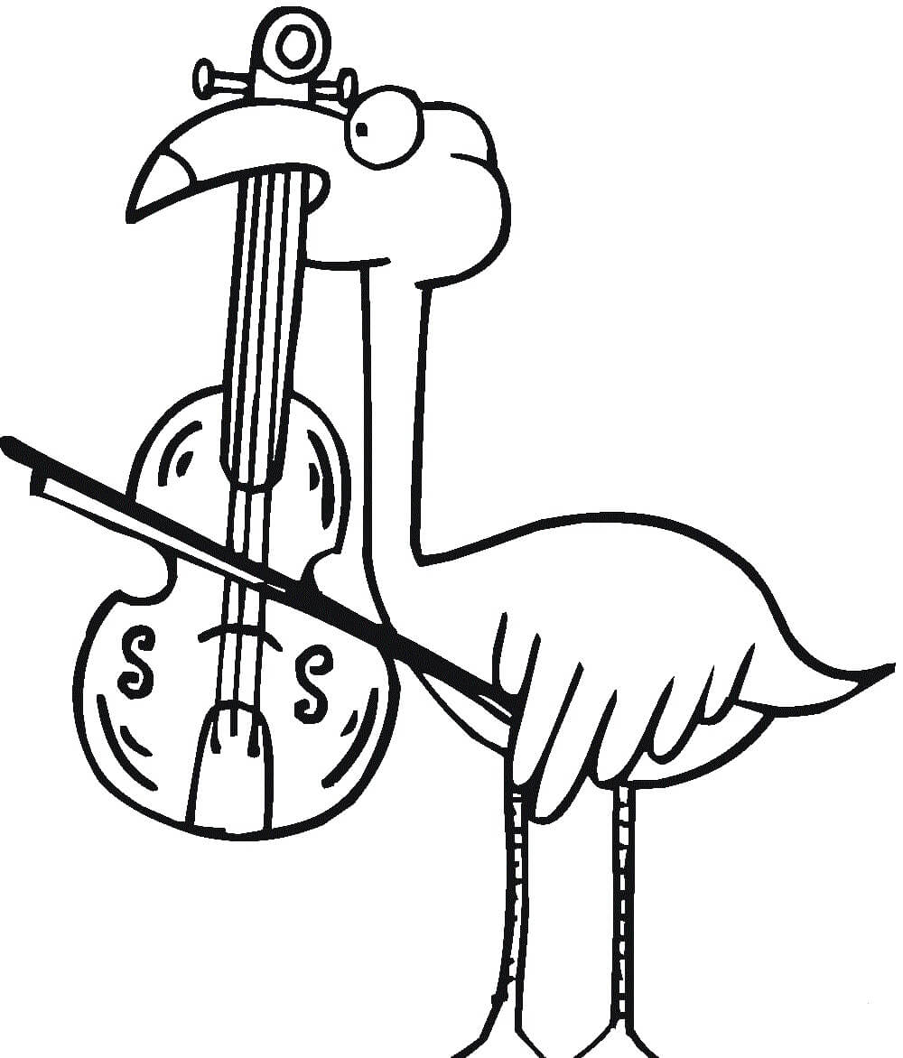 Flamingo toca Violino para colorir