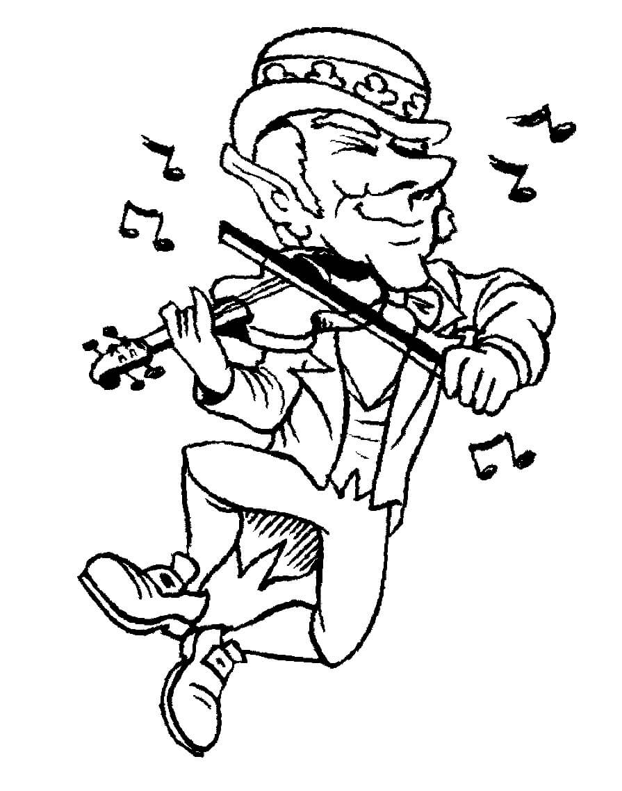 Desenhos de Leprechaun toca Violino para colorir