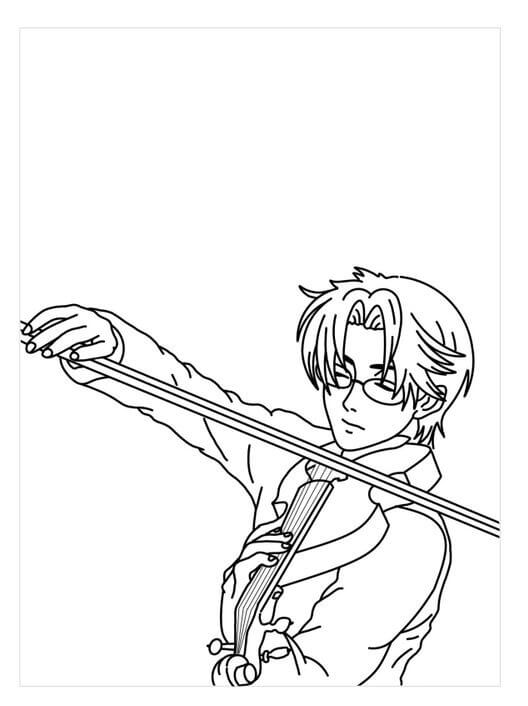 Menino de Anime Tocando Violino para colorir