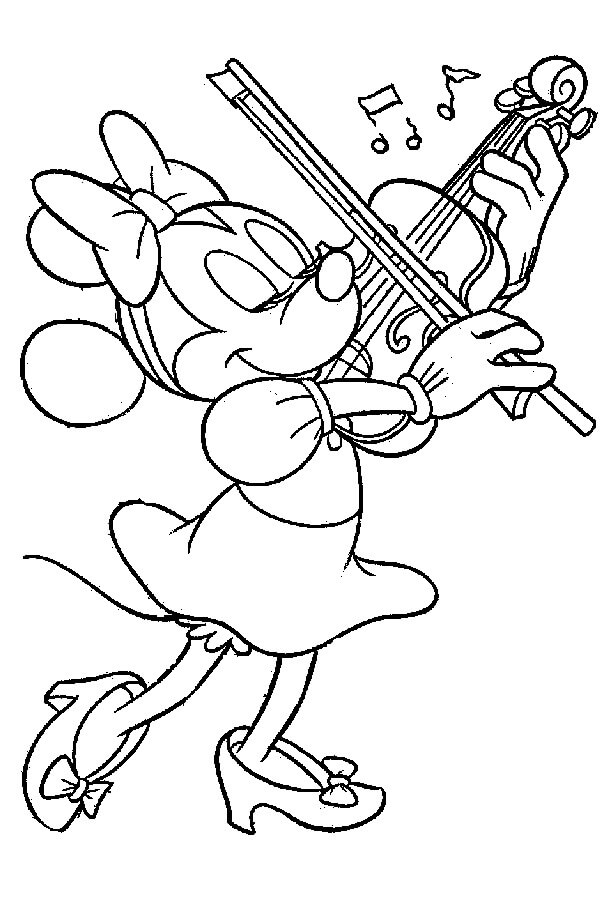 Minnie Mouse toca Violino para colorir