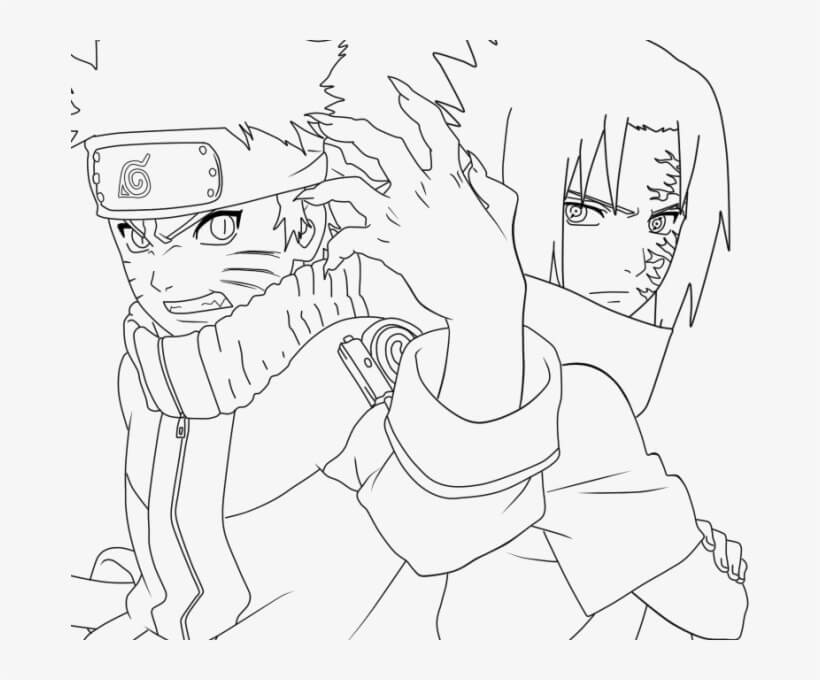 Desenhos de Pequeno Sasuke e Naruto para colorir