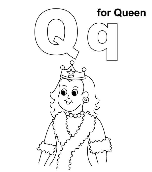 Q para Rainha para colorir