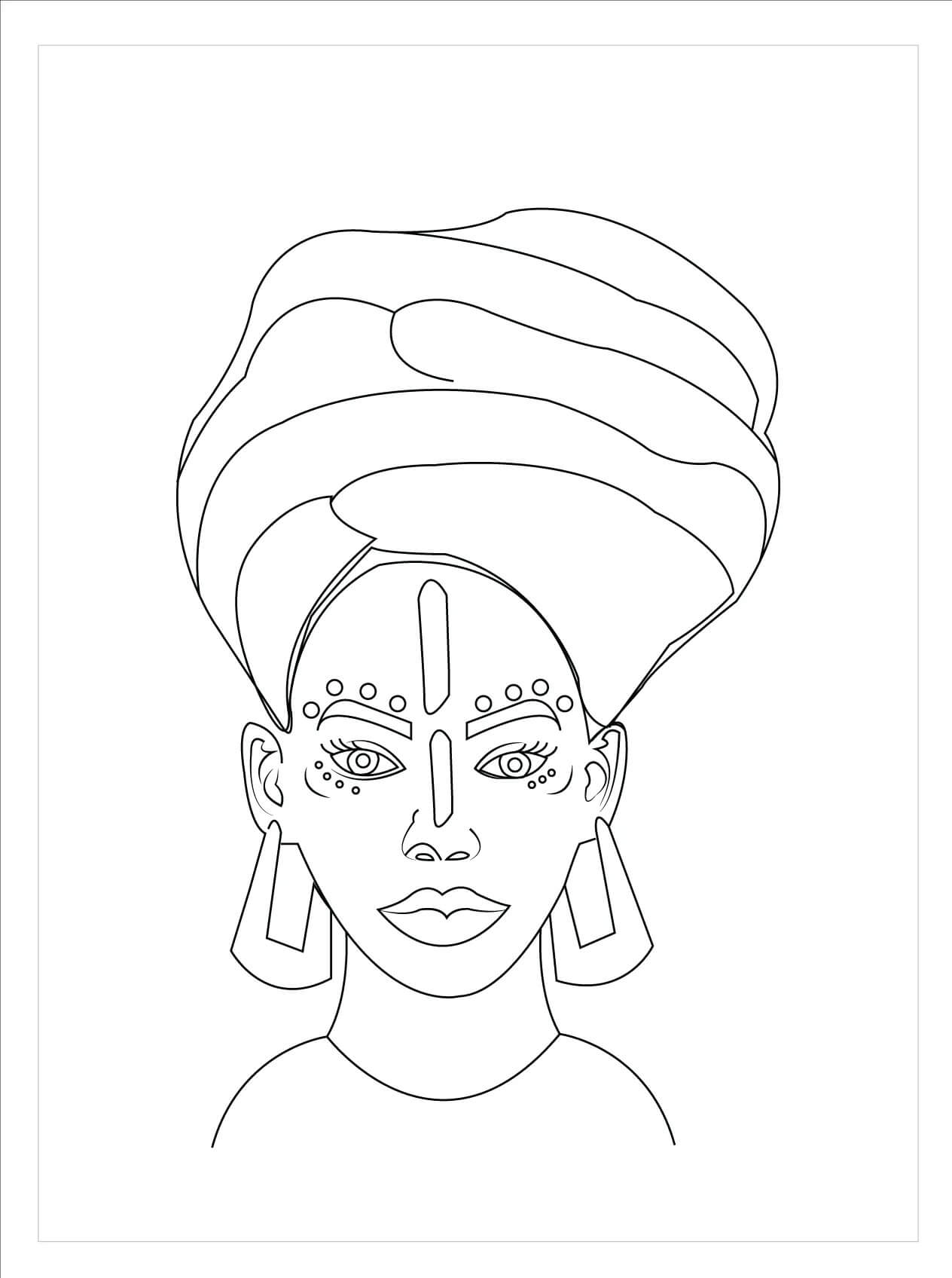 Rainha Africana para colorir
