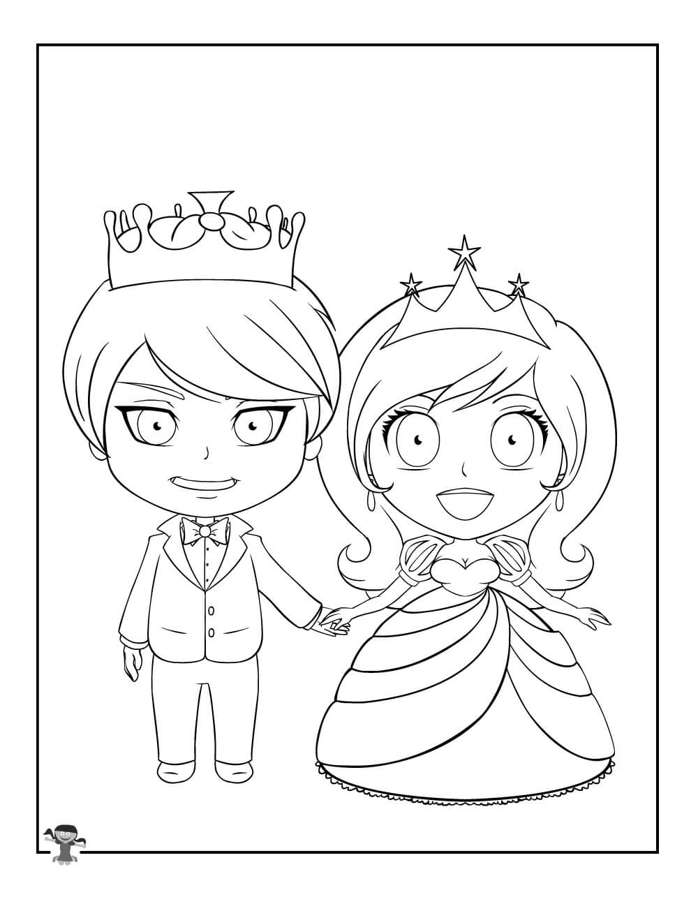 Rei e Rainha Kawai para colorir