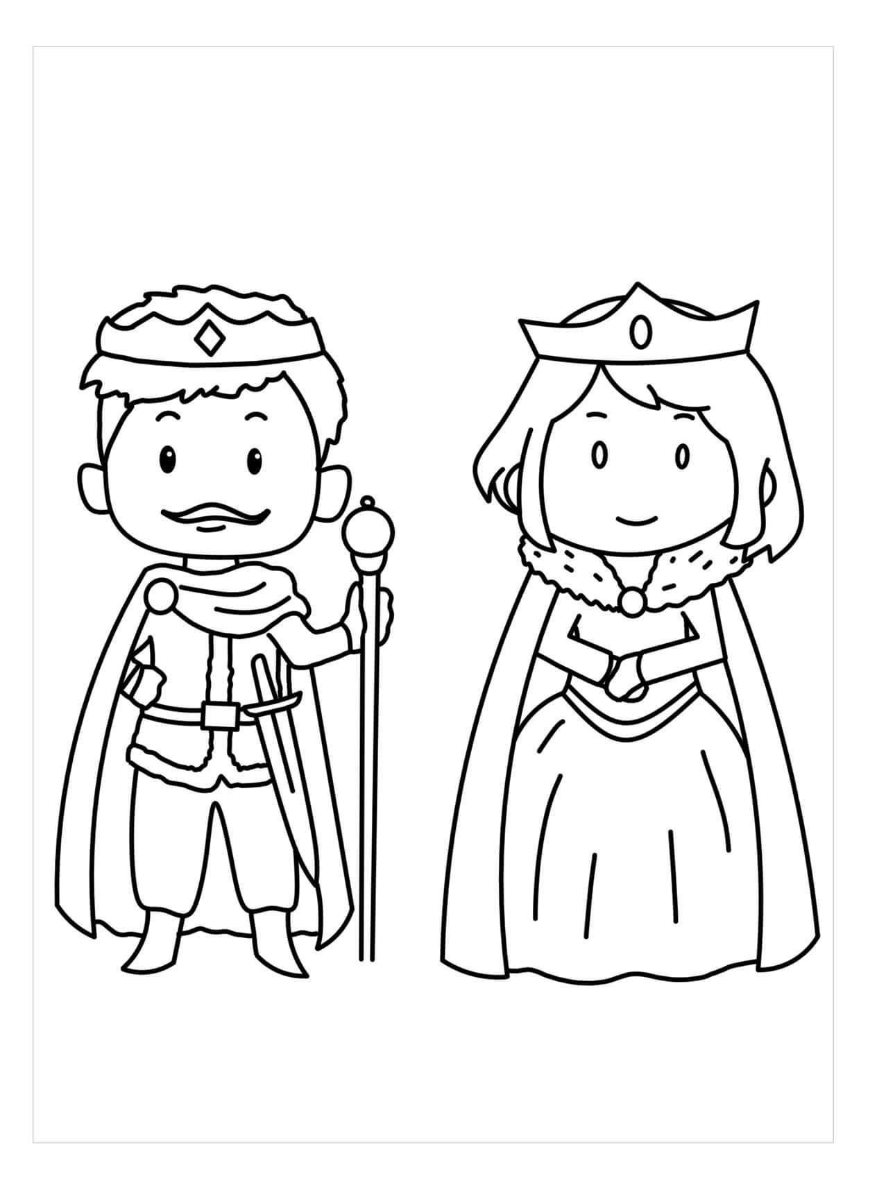 Rei e Rainha Sorridente para colorir