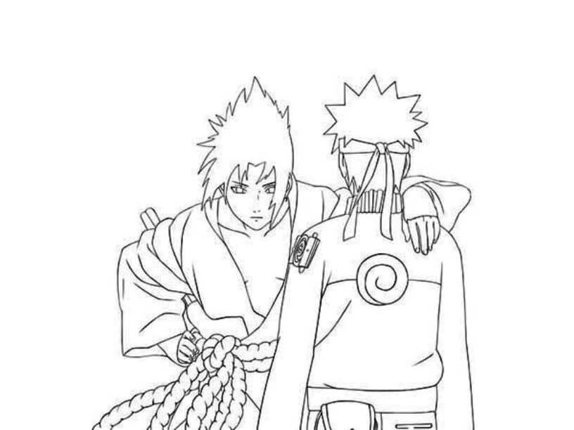 Desenhos de Sasuke Abraça Naruto para colorir