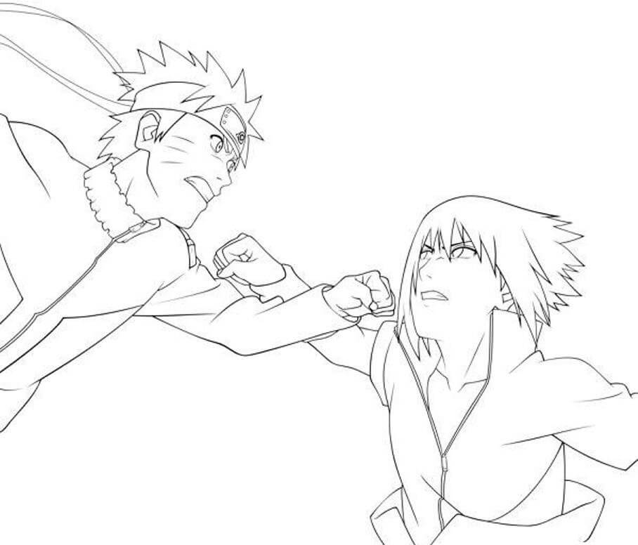 Sasuke vs Naruto para colorir
