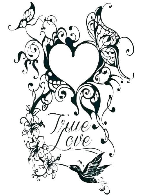Desenhos de Tatuagem de Amor Verdadeiro para colorir