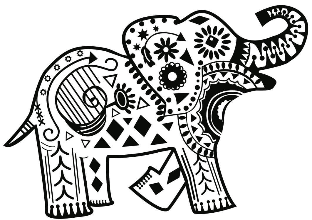 Desenhos de Tatuagem de Elefante para colorir