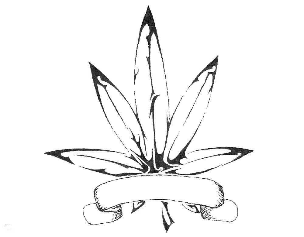 Desenhos de Tatuagem de Folhas de Maconha para colorir