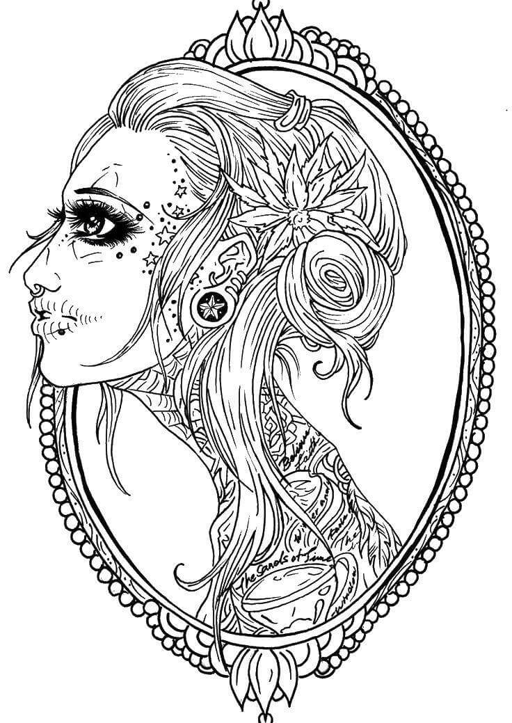 Desenhos de Tatuagem de Garota Incrível para colorir