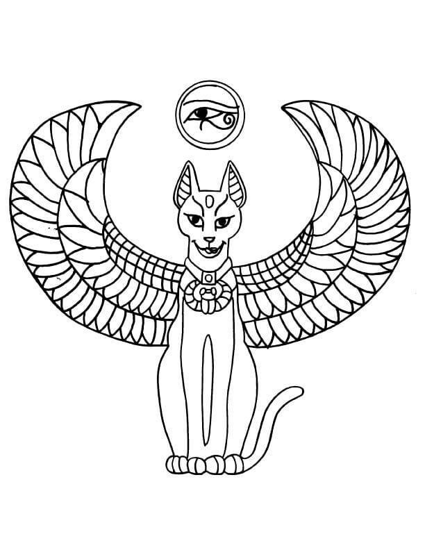 Tatuagem de gato Egípcio para colorir