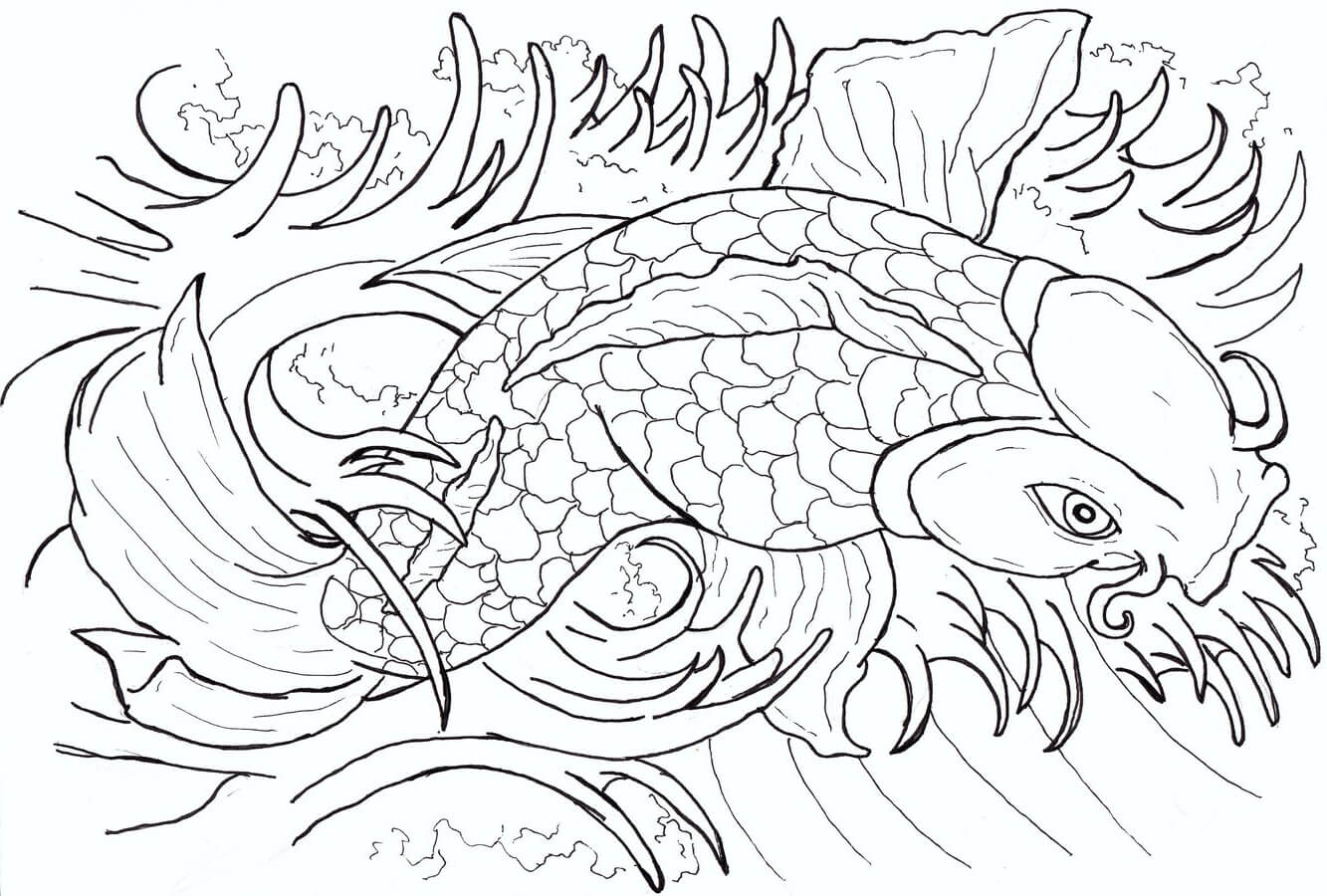 Desenhos de Tatuagem de Peixe para colorir