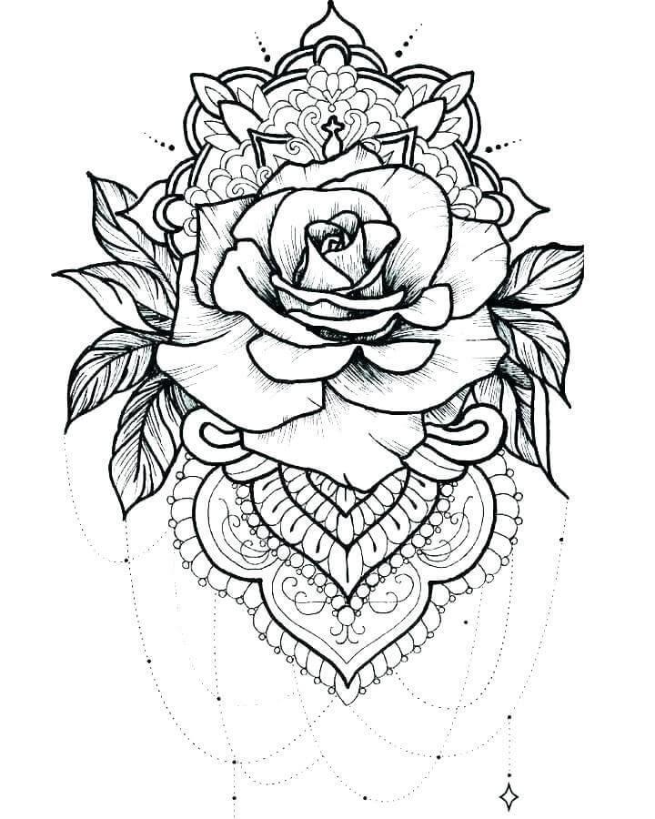 Desenhos de Tatuagem Rosa para colorir