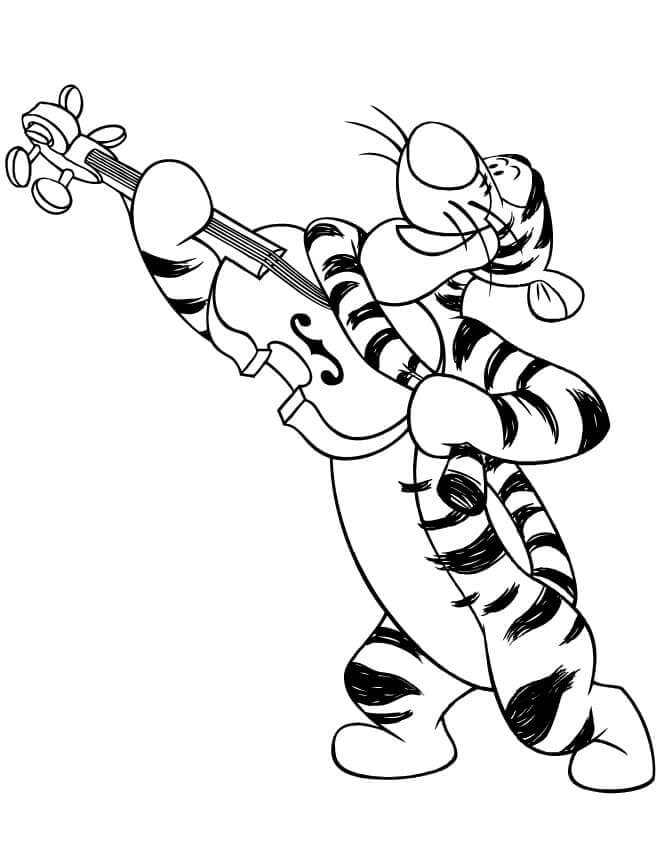 Desenhos de Tigre toca Violino para colorir