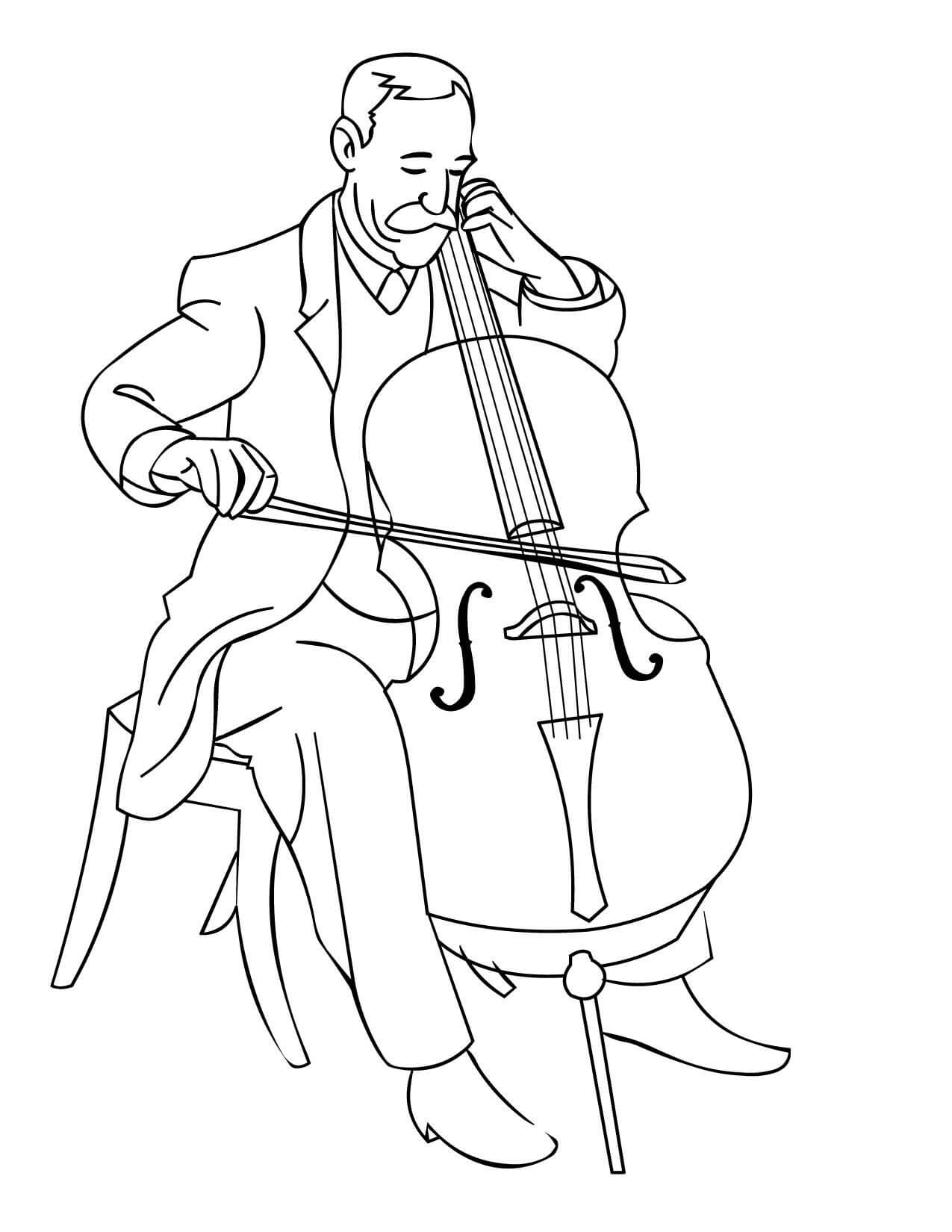 Velho Tocando Violino para colorir