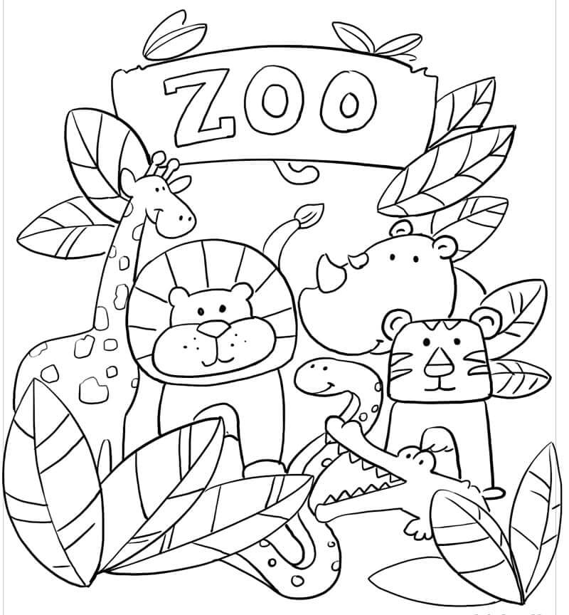 Zoológico de Desenho Animado para colorir