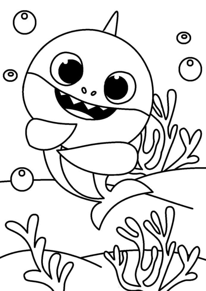Desenhos de Bebê Tubarão Fofo para colorir